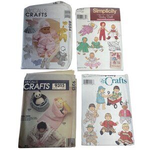 Vintage Baby Doll Clothing Wardrobe Sewing Pattern Lot‎ UNCUT